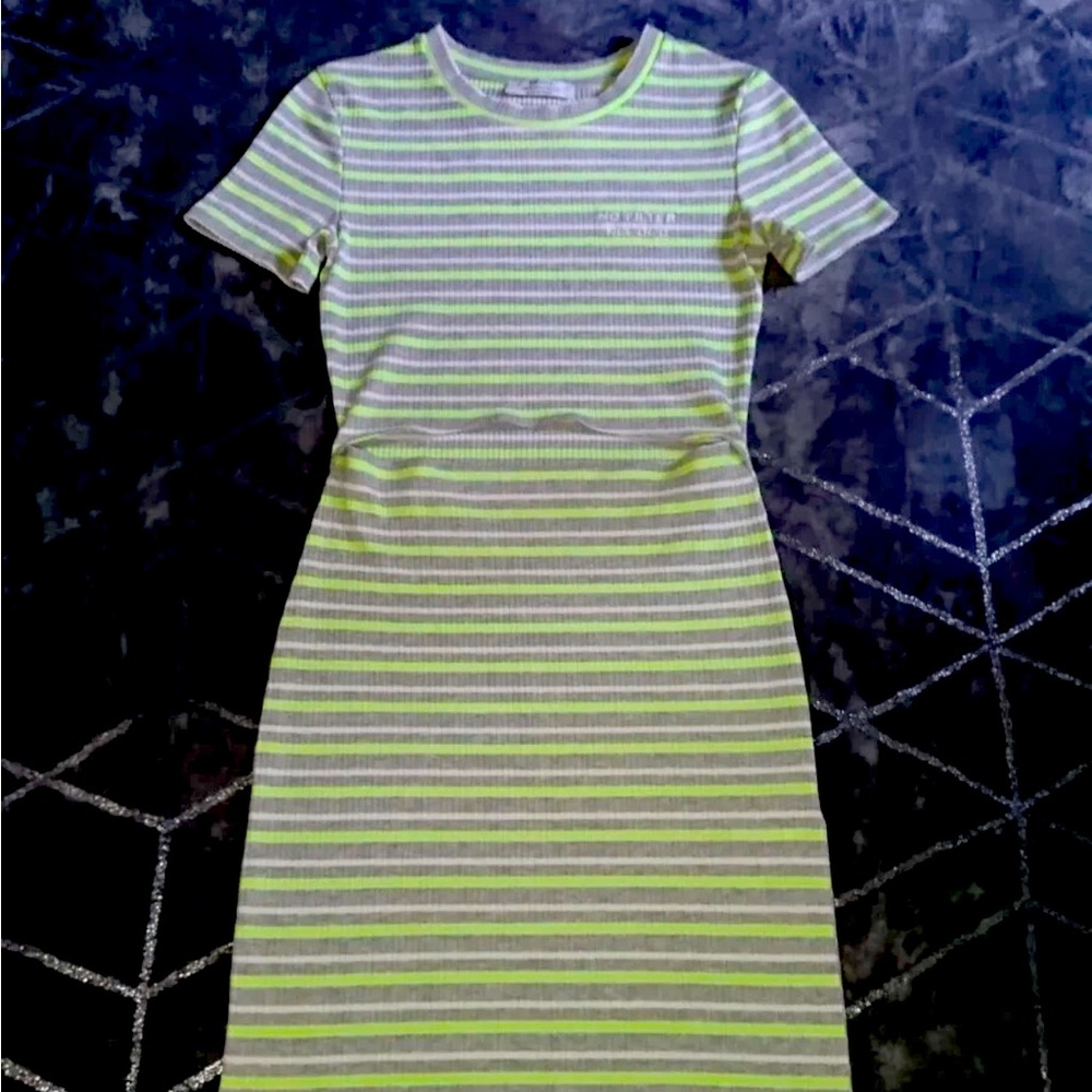 Bershka Green and Gray Sheath Mini Dress